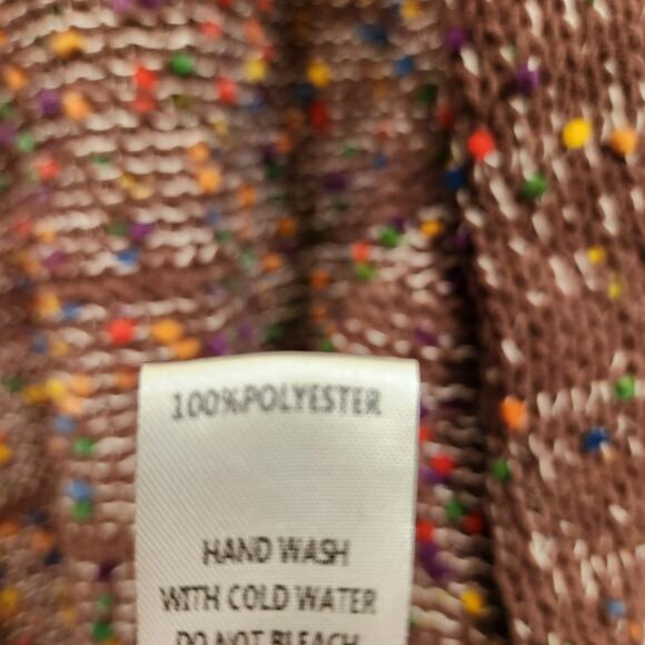 143 Story by Line up open front pom pom confetti long sweater woman's size s - Picture 5 of 10